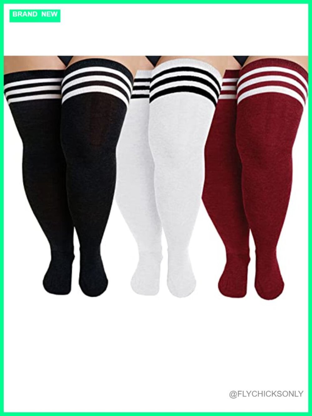 Plus Size Thigh High Socks Striped Over Knee Stockings Leg Warmers
